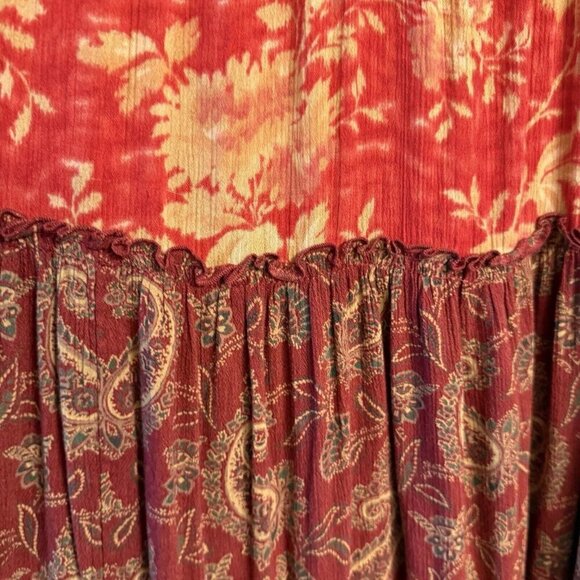 Denim & Supply Ralph Lauren Red Boho Tiered Maxi Dress Small - Picture 6 of 14